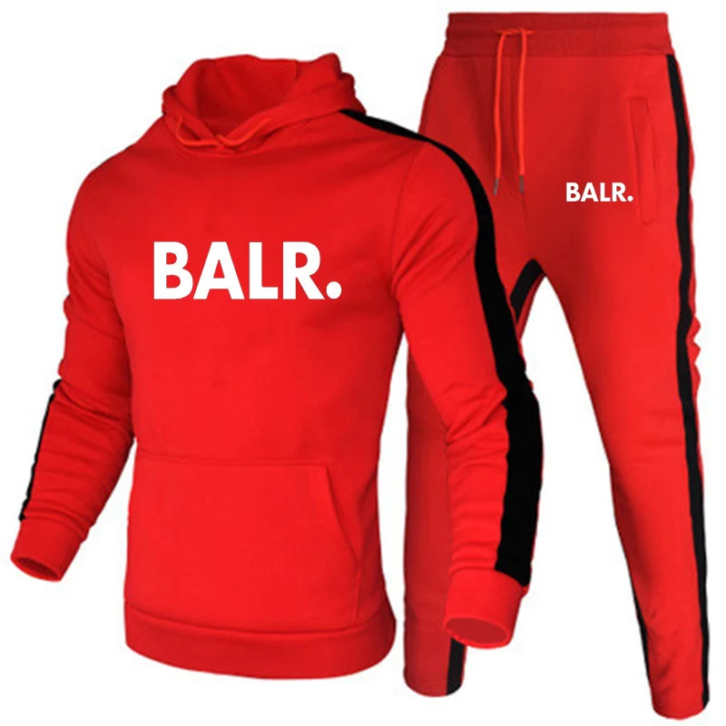 Sports Fitness BALR Men Women Set Hoodies+Pants 2 Pieces Sets Autumn Winter Hooded Tracksuit Male Sportswear Gym Sudadera Hombre