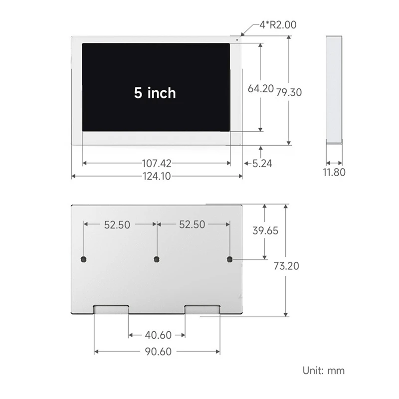 5 Inch IPS Display USB Chassis Secondary Screen RGB Atmosphere Screen 800X480 With Sound Pickup Function-AU47