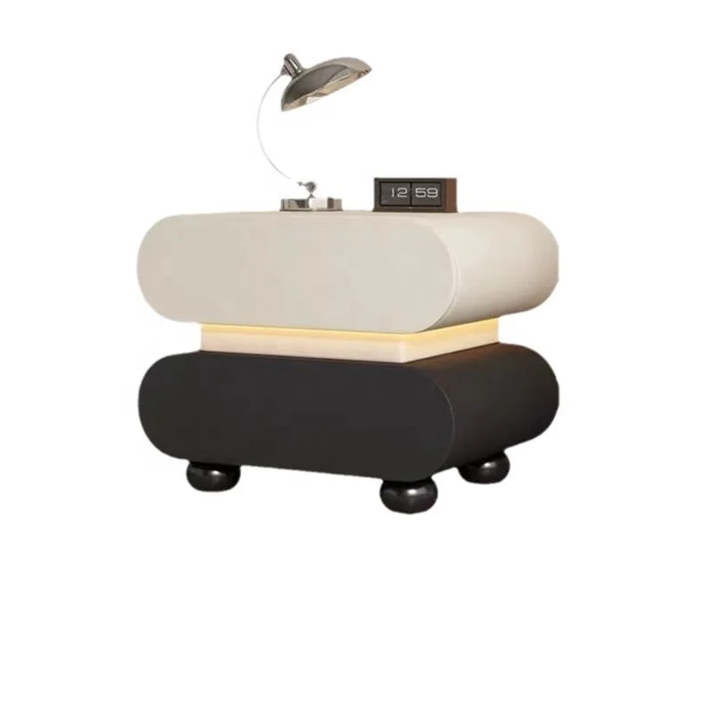 طاولة بجانب السرير من الخشب الصلب، خزانة غرفة نوم منزلية بسيطة وحديثة #1