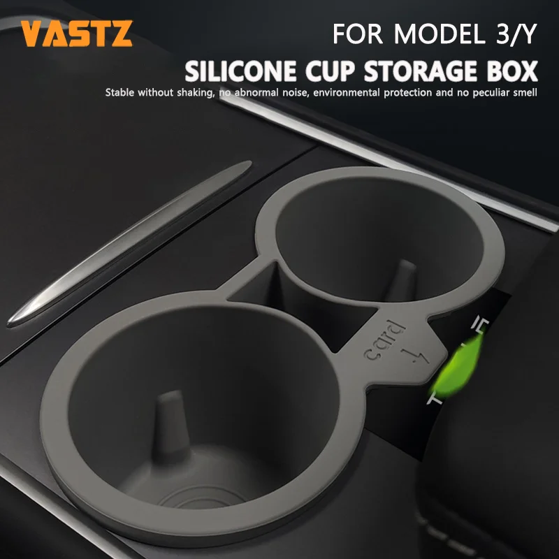 VASTZ For Tesla Model 3/Y Storage Box Central Control Water Cup Holder Drink Holder Non-toxic Tasteless Car Interior Accessories