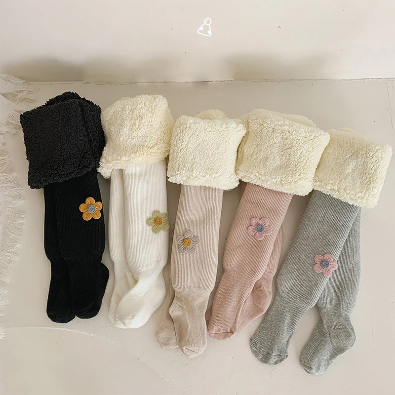 Ircomll Autumn Winter girls pantyhose  Add Velvet thick Big PP Pants for child girl  Infant Socks Children's Pants Trousers