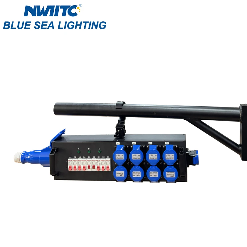 Portable Mini Power Distributor 9 Road Waterproof 16A Output & 16A 3pin Input Power Distro for Various Applications