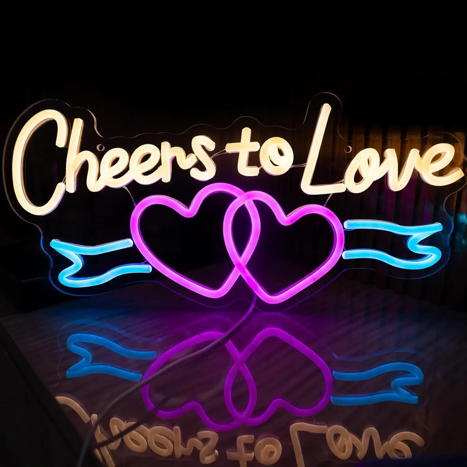 

Cheers to Love Wedding Neon Sign USB Dimmable LED Neon Light Sign for Drink Bar Man Cave Bedroom Hotel Shop Party Wall Decor