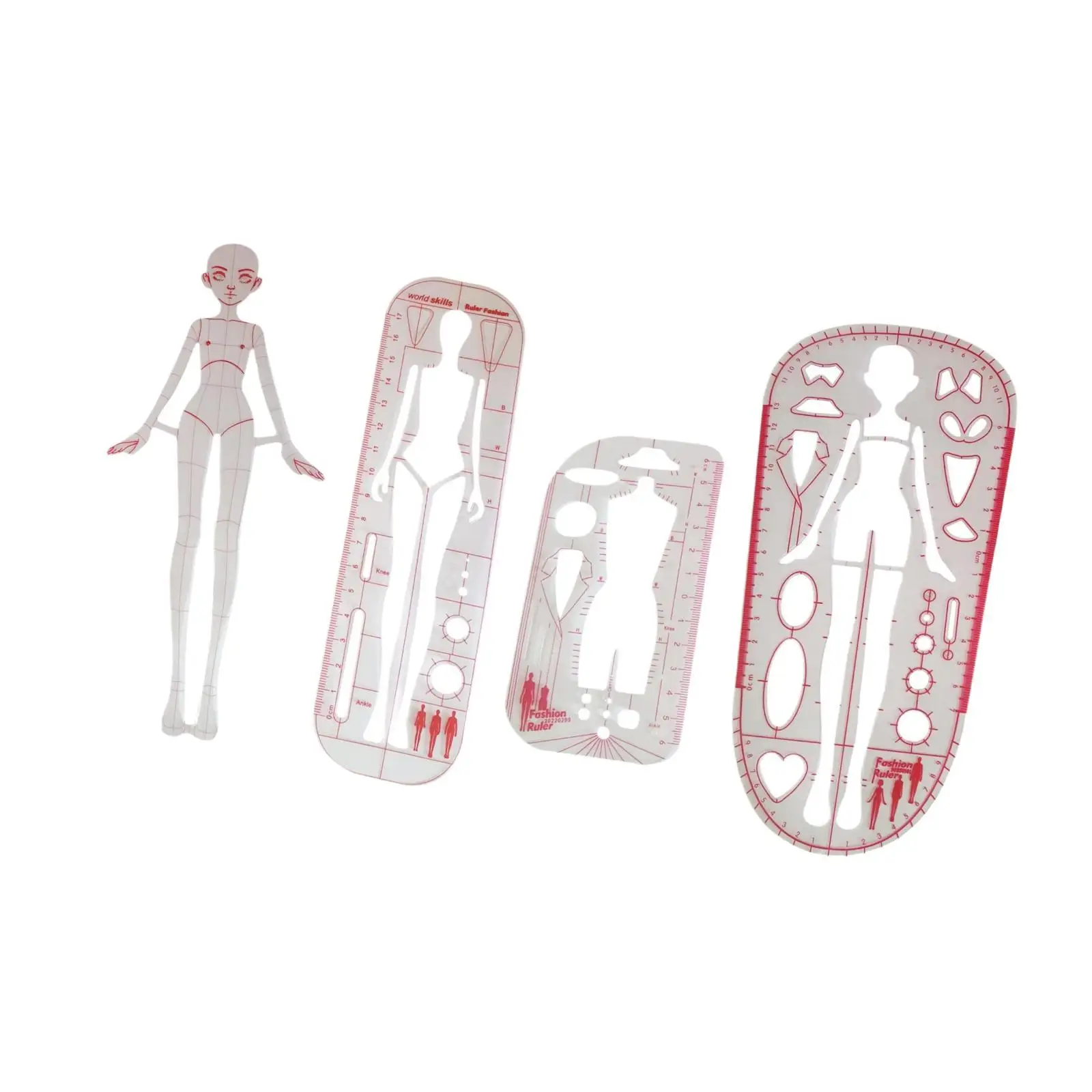 4Pcs Fashion Drawing Template Ruler Set Clothing Measuring French Curve Rulers for Dressmaking Tailoring Drafting New Designer