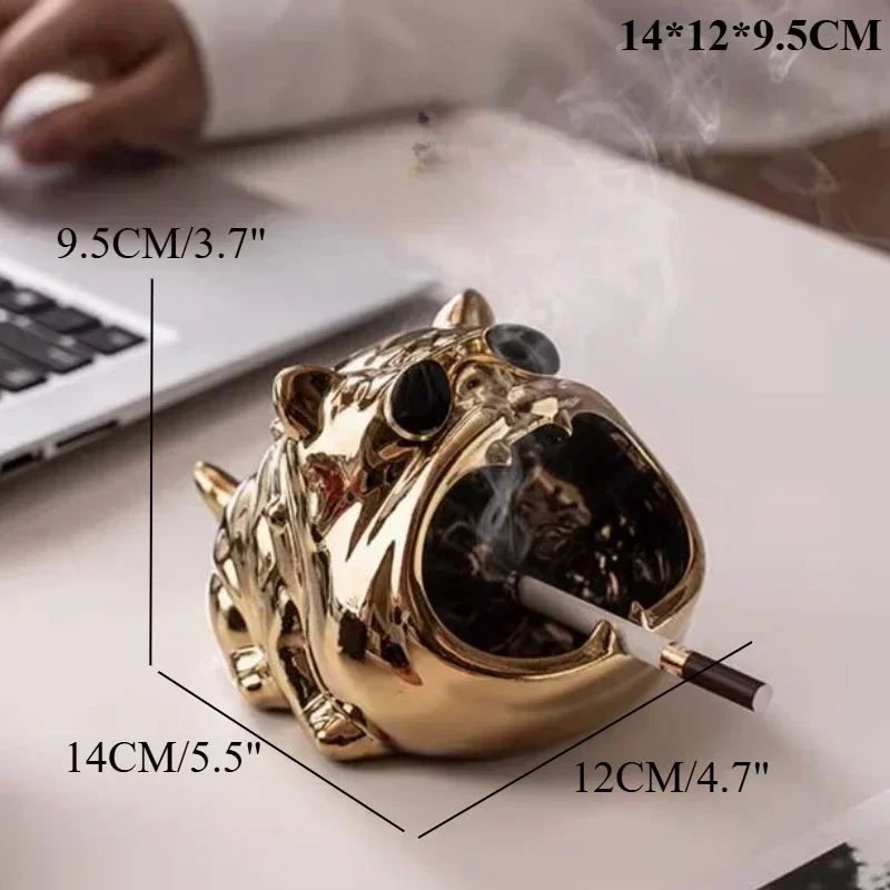 Keramik-Zigarettenaschenbecher, niedlicher Bully-Hund-Aschenbecher für drinnen, Reise-Aschenbecher, Aschenbecher für Terrassendekoration, Heimbüro-Dekoration