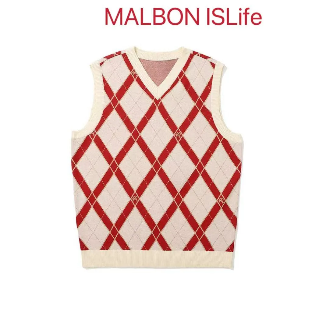 24 Autumn South Korea Malbon Golf Suit Men's Color Matching Logo Round Neck Sports Long Sleeve Sweater Warm Loose