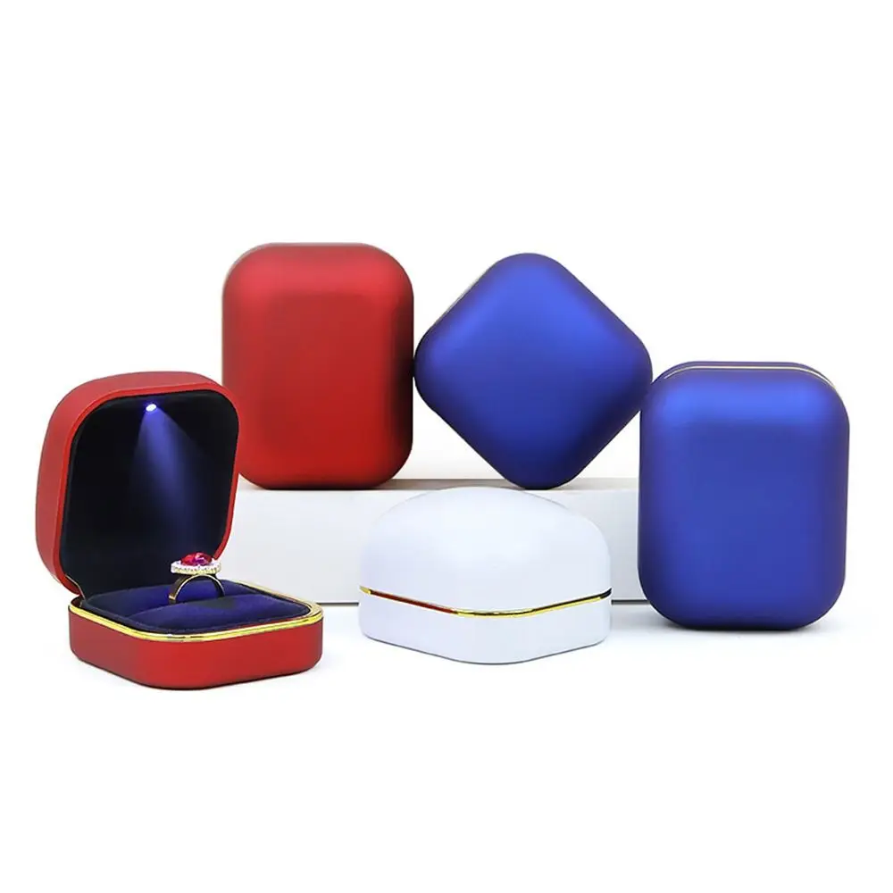 Матовая коробка для хранения ювелирных изделий со светодиодной подсветкой, серьги с круглым краем, витрина для колец, кулон, ожерелье, органайзер для предложения, сюрприз