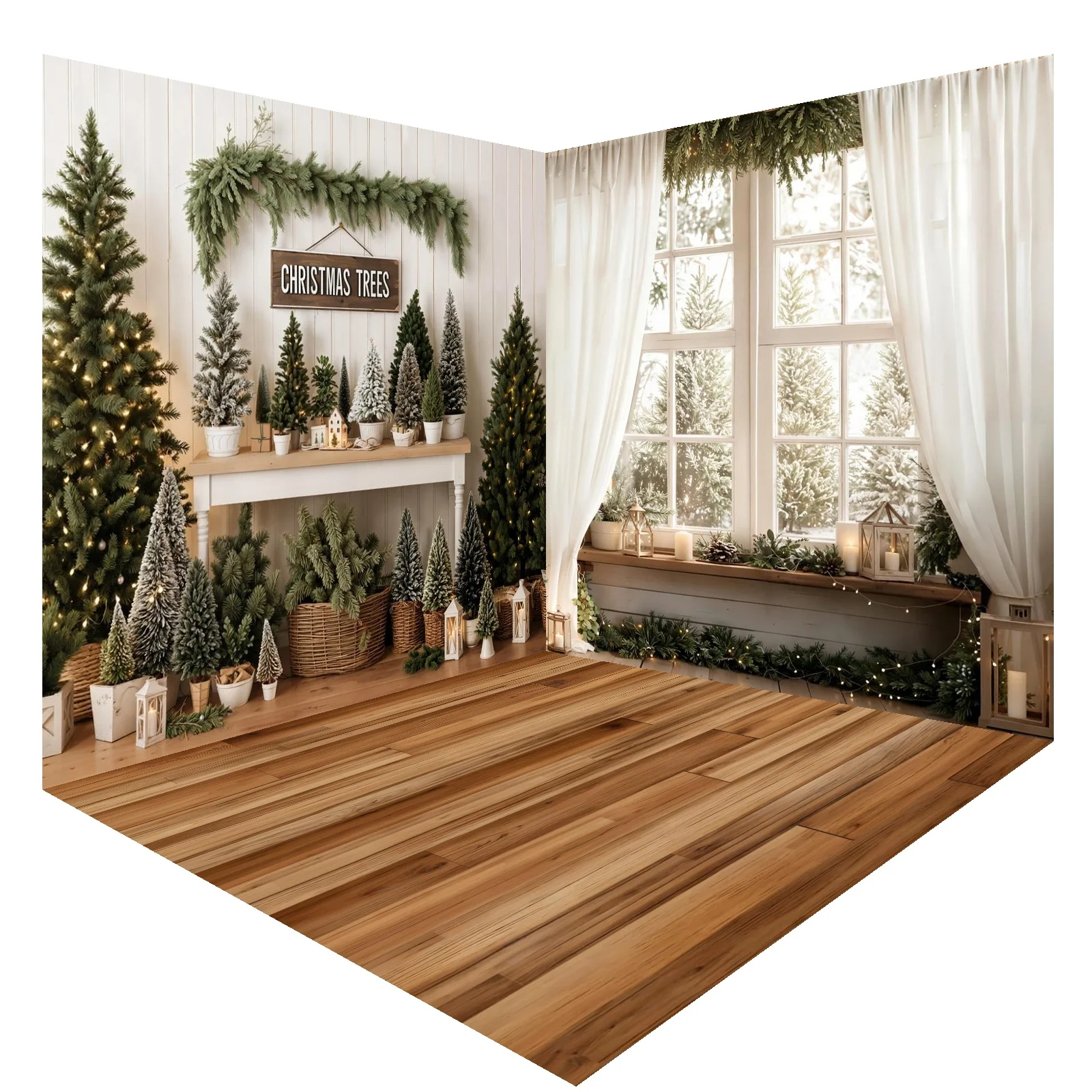 Mehofond Warme Innenkabinen-Weihnachtsfotografie, Weihnachtsbaum, Kerzen, Kindergeburtstag, Familienporträt, Hintergrund, Fotodekoration