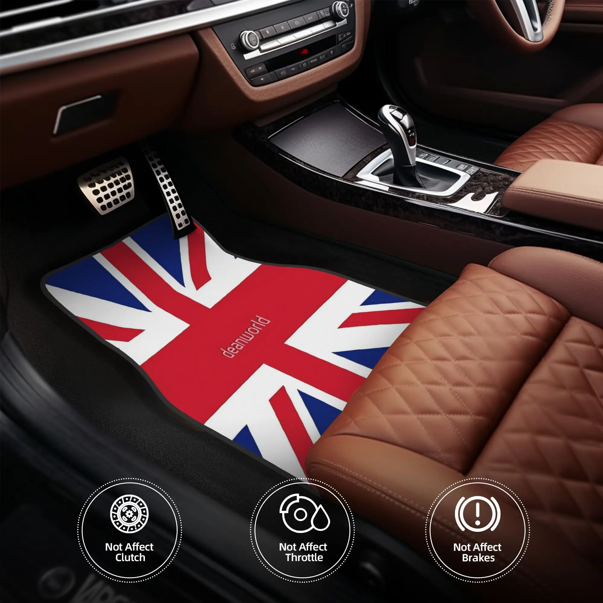 4pcs Union Jack 1960s Mini Skirt Best Of British Flag Car Floor Mats, Durable Polyester Fiber, Fit For Cars, Ideal Gift, Vehicle