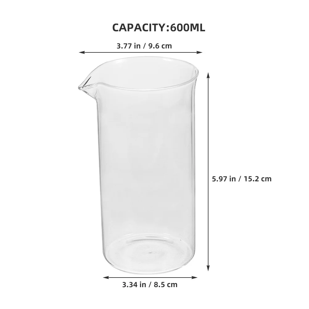 Glass Coffee Press Replacement Cup Sturdy Heat Resistant Glass Kettle Anti Slip Handle Easy Clean for Office Kitchen Coffee