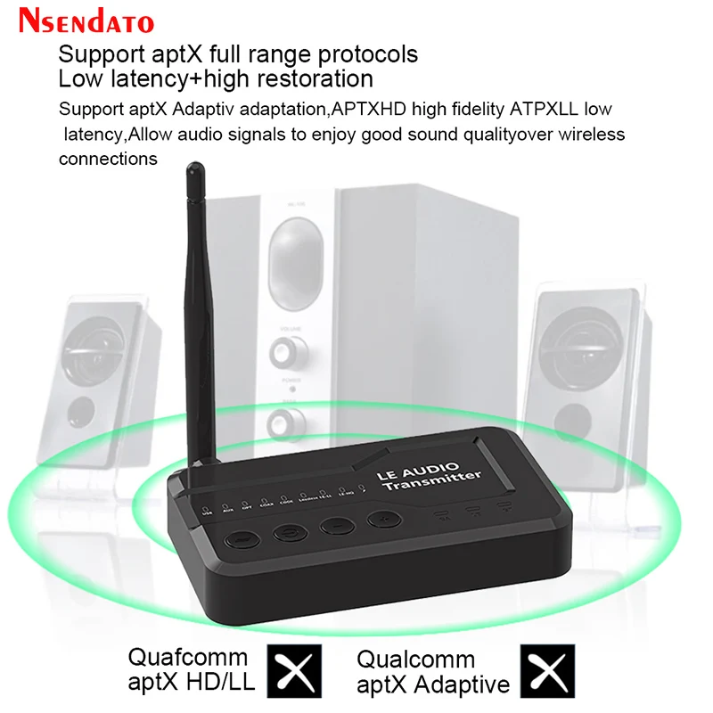 Wireless LE Audio Music Transmitter Adapter With Aptx lossless Auracast Audio LC3 for Bluetooth v5.3 TV PC 3084 headphons Game