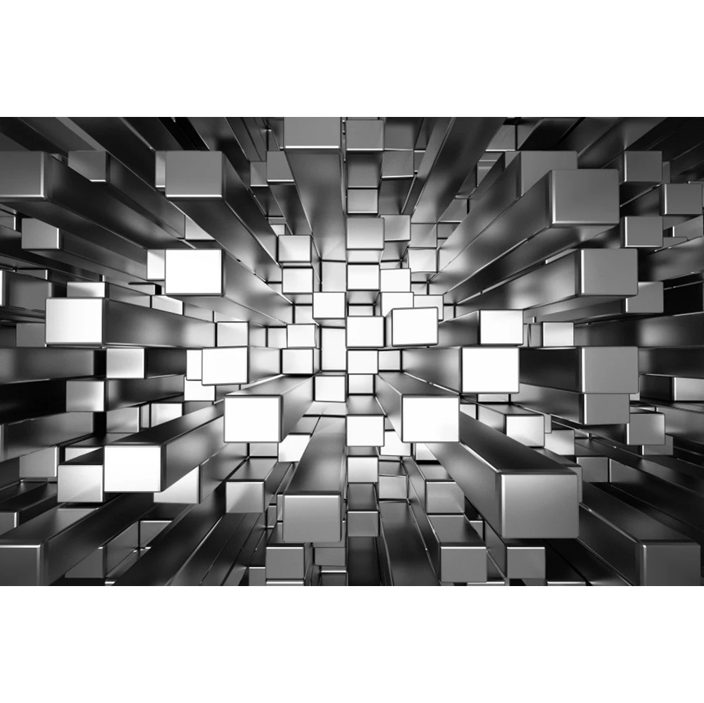 Laeacco-독특한 3D 금속 사각형 벽돌 기둥, 초상화 패턴 사진 배경 포토콜 사진 스튜디오