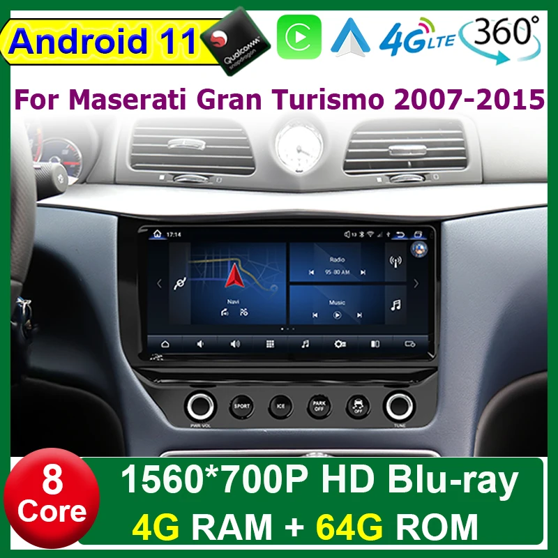 

10.1" Android 11 Qualcomm Car Multimedia Player Stereo Receiver Radio For Maserati GT Gran Turismo 2007-2015 4G LTE Carplay Auto