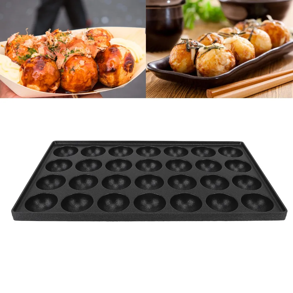 28 Holes Takoyaki Maker Pan Black Nonstick Octopus Meatballs Baking Tray 1.5