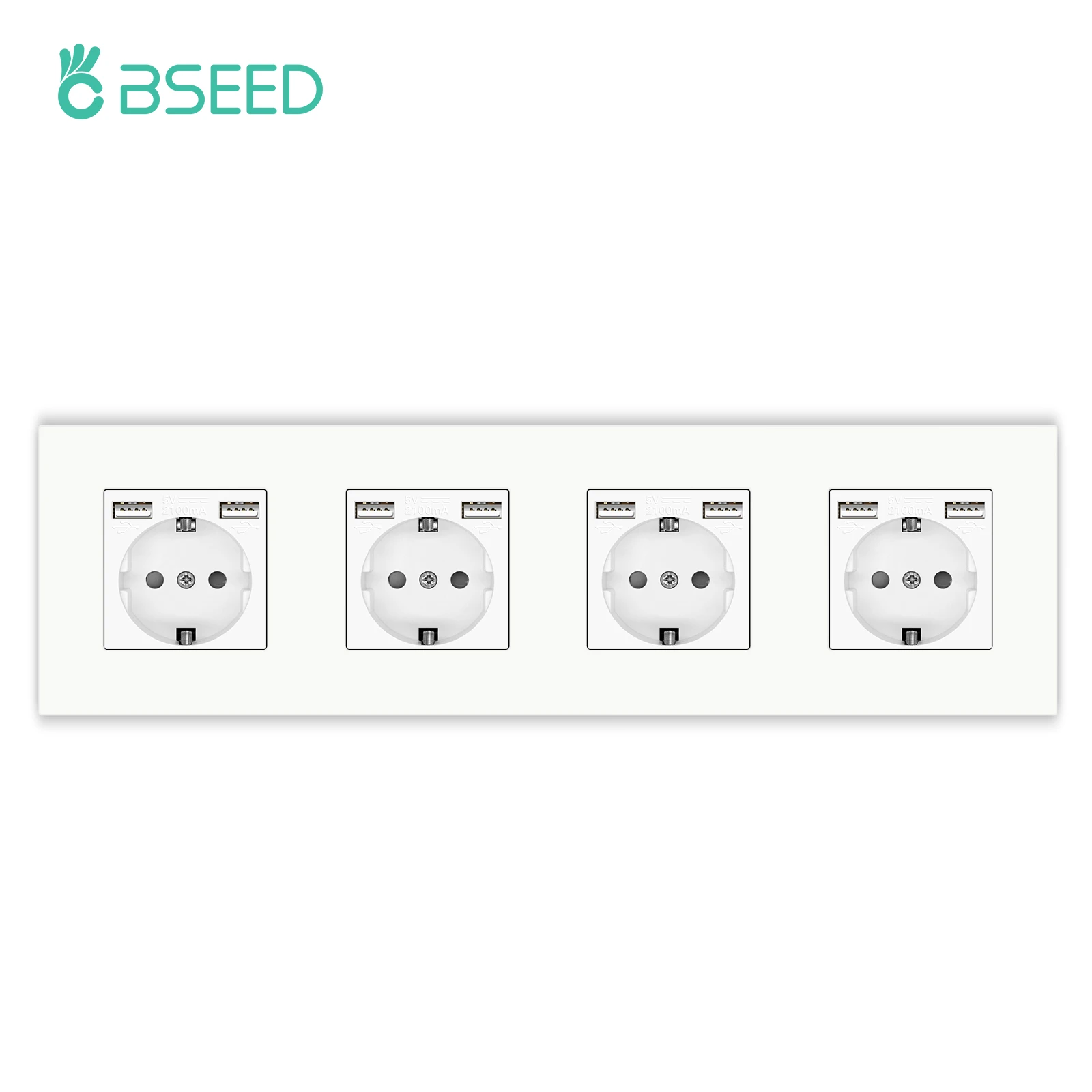 BSEED M1-Serie EU-Wandsteckdose, USB-Typ-C-Anschlusssteckdosen, doppelte Kunststoffrahmen-Steckdosen, dreifache Netzstecker, Kinderschutz, 16 A