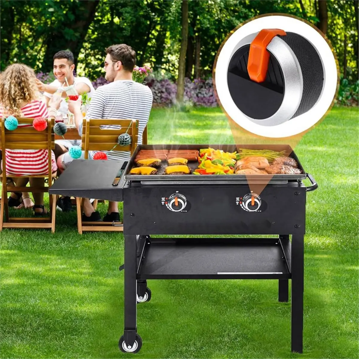 2026 New Tool 2 Pcs Gas Griddle Grill Orange Knobs Replacement for 1666 1517 1554 1825 1836 Gas Griddle Knobs