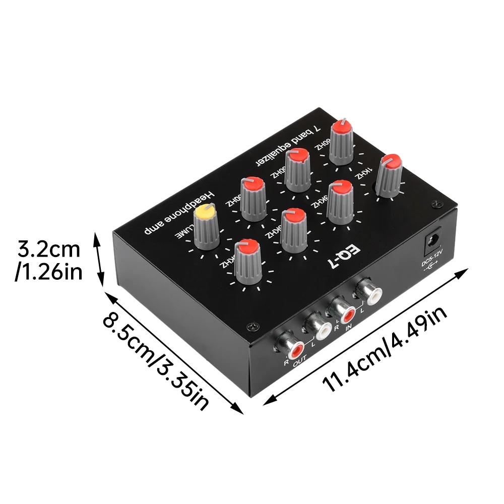 Preamplificador de señal de Audio DC5-12V EQ-7, ecualizador de 7 bandas, ajuste de sonido de graves de escuela secundaria, amplificador de auriculares para teléfono y ordenador