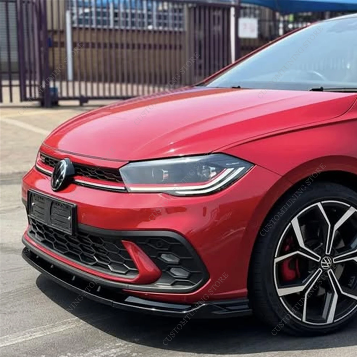 3Pcs Gloss Black ABS Front Bumper Lip Spoiler Splitter Diffuser Retrofit For VW POLO 8 AW GTI R-line 2021-2025 Bodykits Tuning