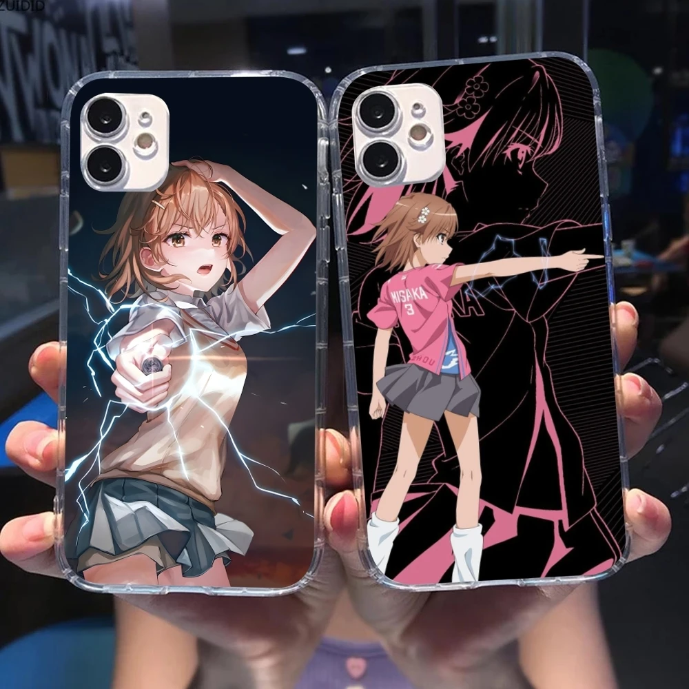 Anime Misaka Mikoto Mobile Phone Case for iPhone 15 14 13 12 11 X XR XS 8 Pro Max Plus Mini Clear Transparent Phone Cover Shell