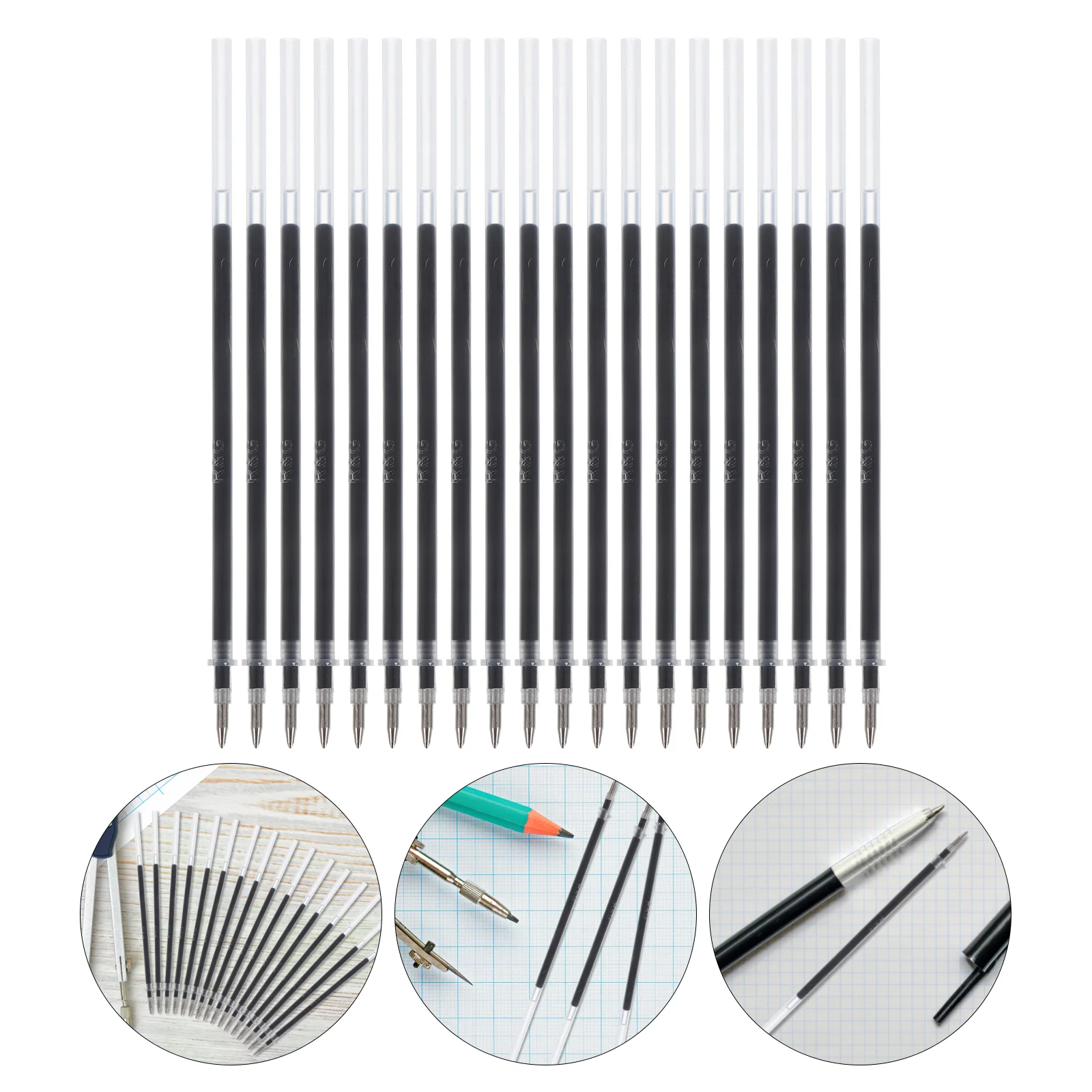 

24 Pcs Gel Refill Office Desk Accessories Smooth Ink Refills for Pens Journaling Supplies Black Stationery Student