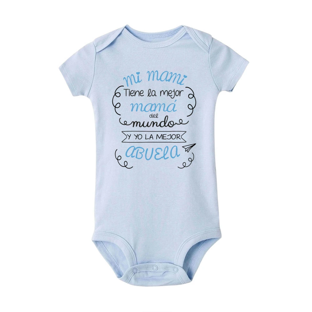 My Mom Has The Best Mom in The World and I Have The Best Grandmother Baby Bodysuit Infant Short Sleeve Jumpsuit Newborn Romper