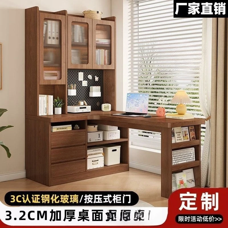 Solid wood bookcase corner small apartment home bedroom office study table