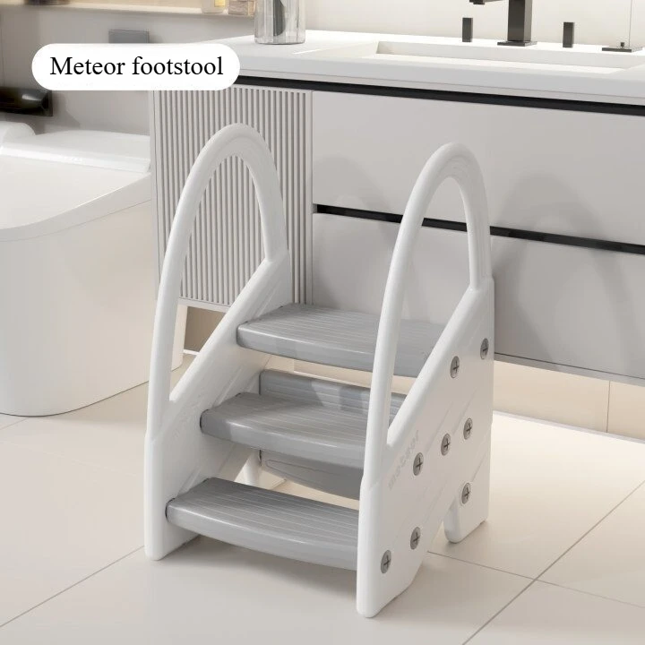 Baby Three Stairs Step Stool Bathroom Helper Children Ladder with Handles Toilet Stool Wide Step Anti Slip Stool Learning Tower