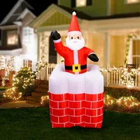 Automatic Lifting Inflatable Santa Claus in Chimney Blow Up Christmas Decoration Outdoor Yard Garden Lawn Holiday Party Decor