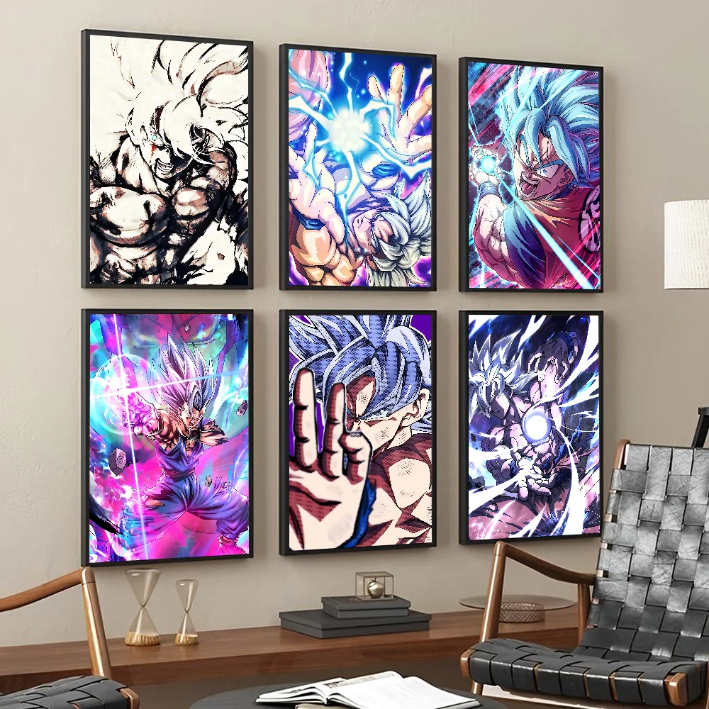 D-dragon-Goku-ball  Poster Self-adhesive Art Waterproof Paper Sticker Coffee House Bar Room Wall Decor