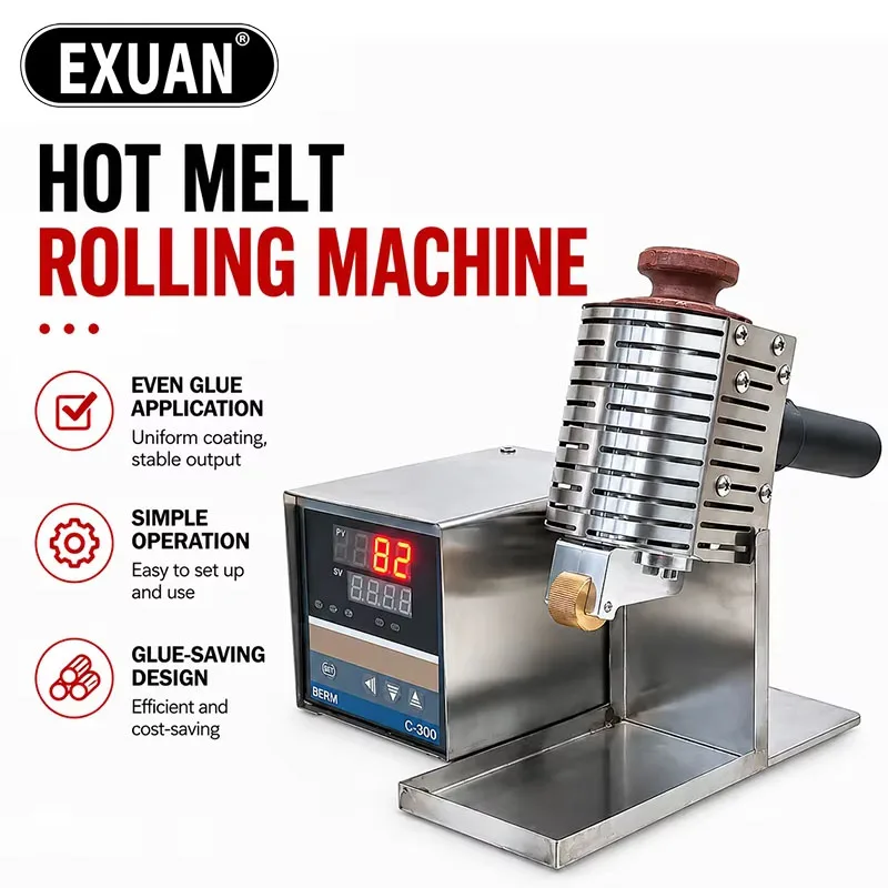 Hot Melt Glue Rolling Machine Manual Adhesive Coating Roller Applicator Hand Pushed Hot Melt Adhesive Rolling Machine