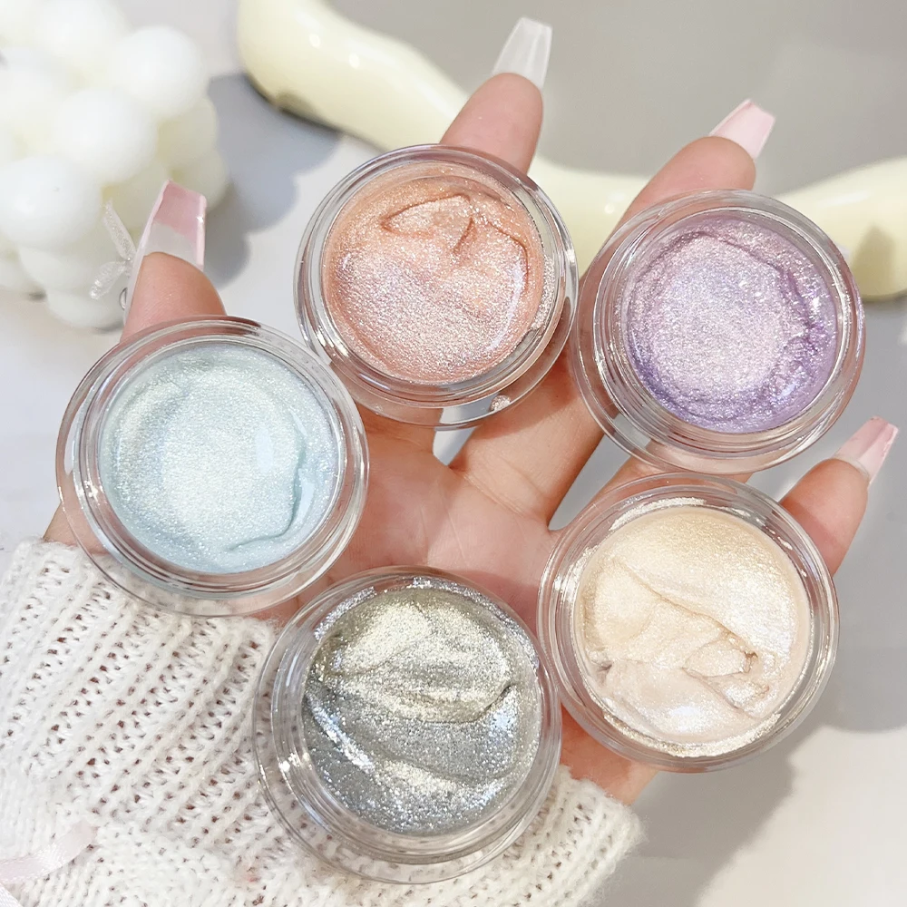 Glitter Shimmer Eyeshadow Monochrome Highlighter Metallic Shiny Mashed Potato Texture Pink Purple Sliver Eyeshadow Korean Makeup