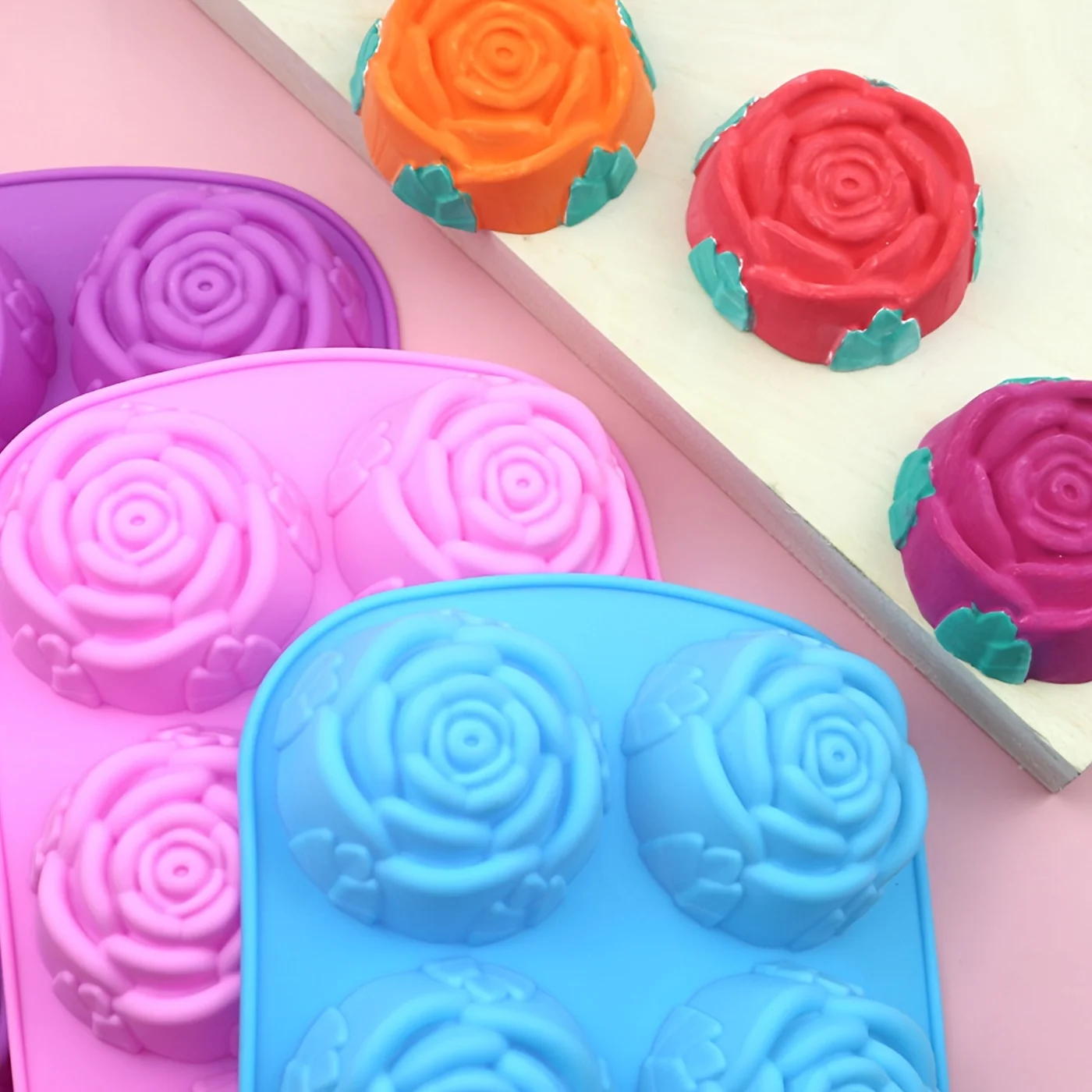 1pc Rose Shape Ice Cube Tray, Chocolate Soap Make Mold, Silicone Ice Cube Mold