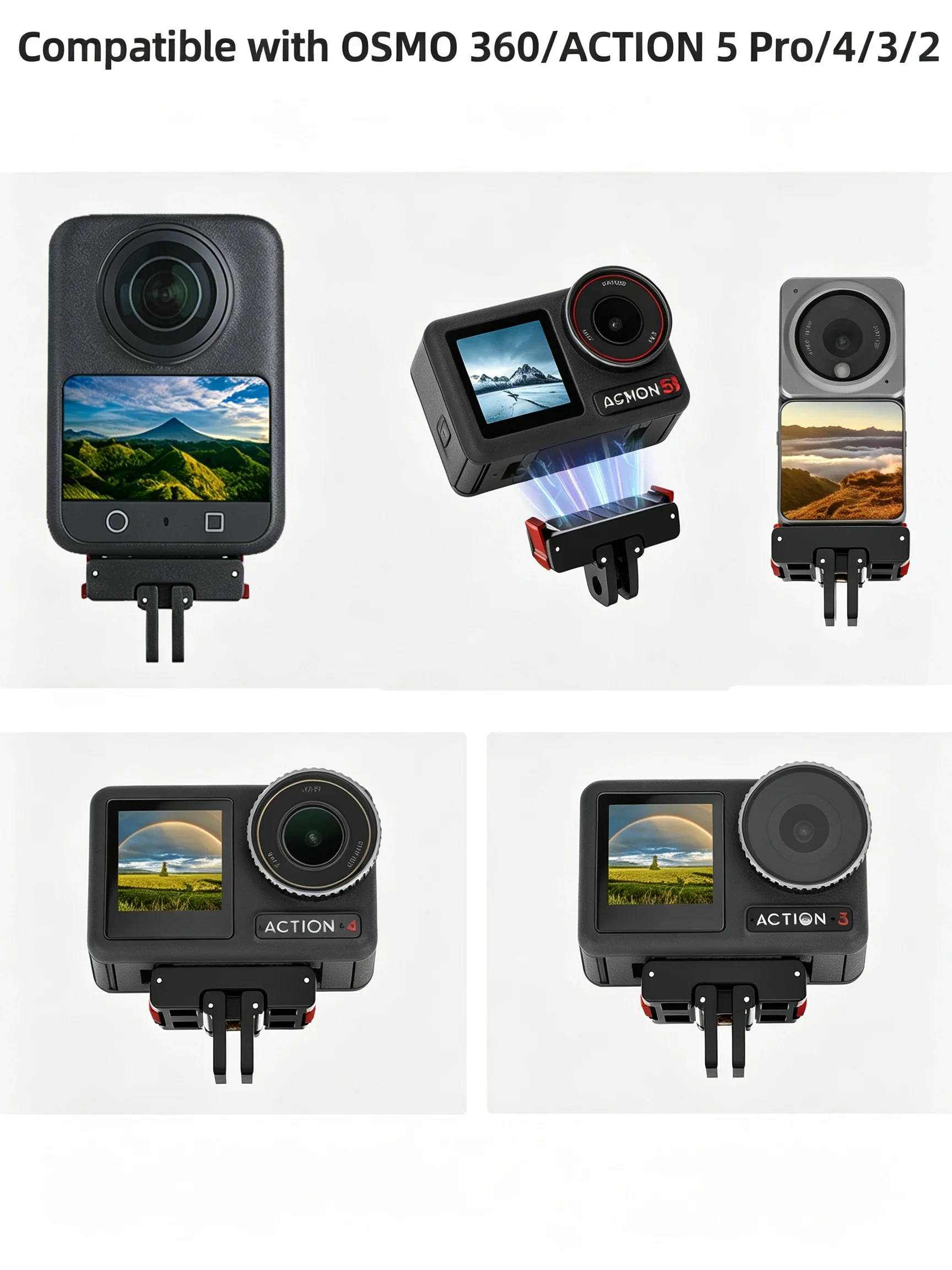 Uchwyt na szybę motocyklową do GoPro Insta360 Go Ultra DJI Osmo Pocket4/3 Action 6 5 Pro Nano 360, akcesoria do jazdy motocyklem — zdjęcie produktu 4