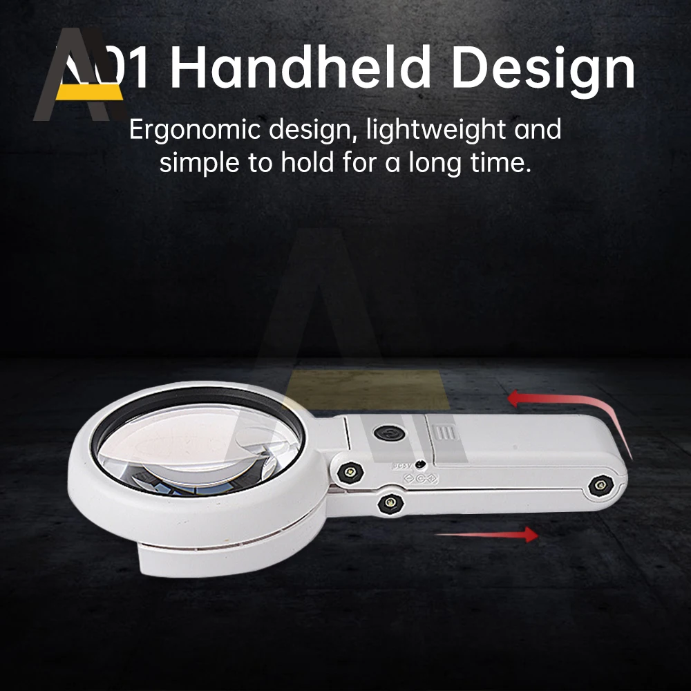 5X/10X Handheld Desk Magnifier with 8 LED Light Stand USB Powered Illuminated Magnifying Glass for Crafting Clock Watch Repair