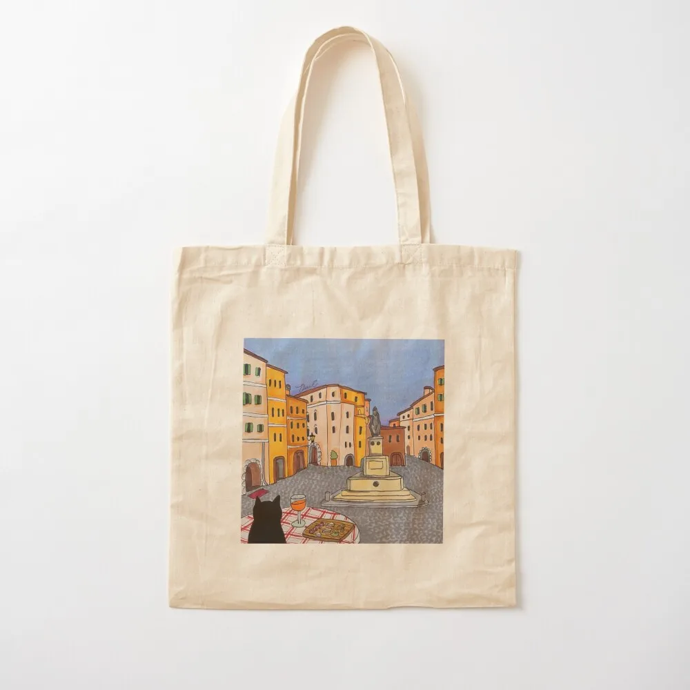 

Journal of a Cat in Rome - Aperitivo in Campo de' Fiori Tote Bag Candy bags cute pouch bag Canvas Tote Bag