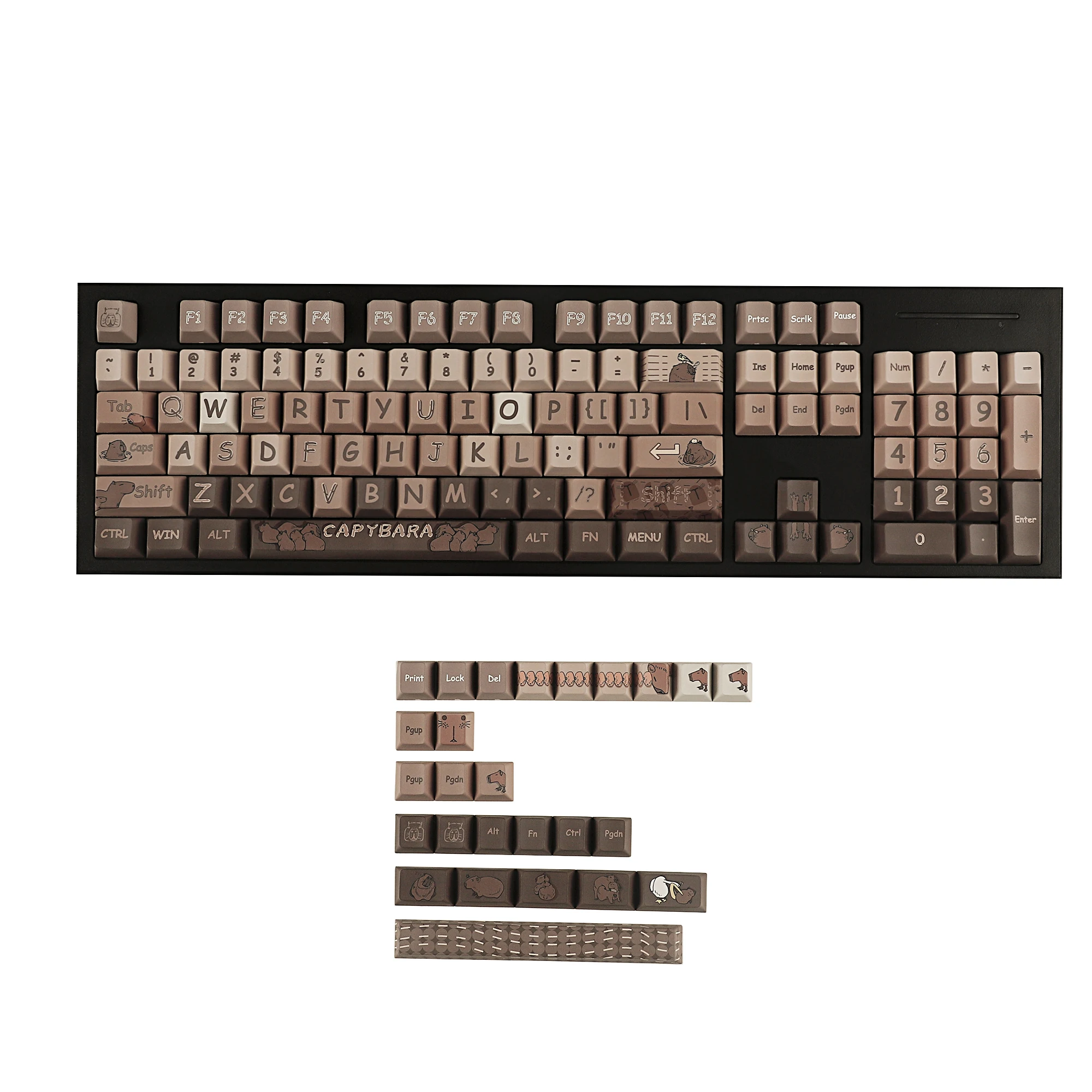 

YMDK Cherry Profile Kapibala 5 Sides Over Dye Sub Thick PBT Coffee KEYCAP for MX Mechanical Keyboard 61 68 84 87 96 104 108