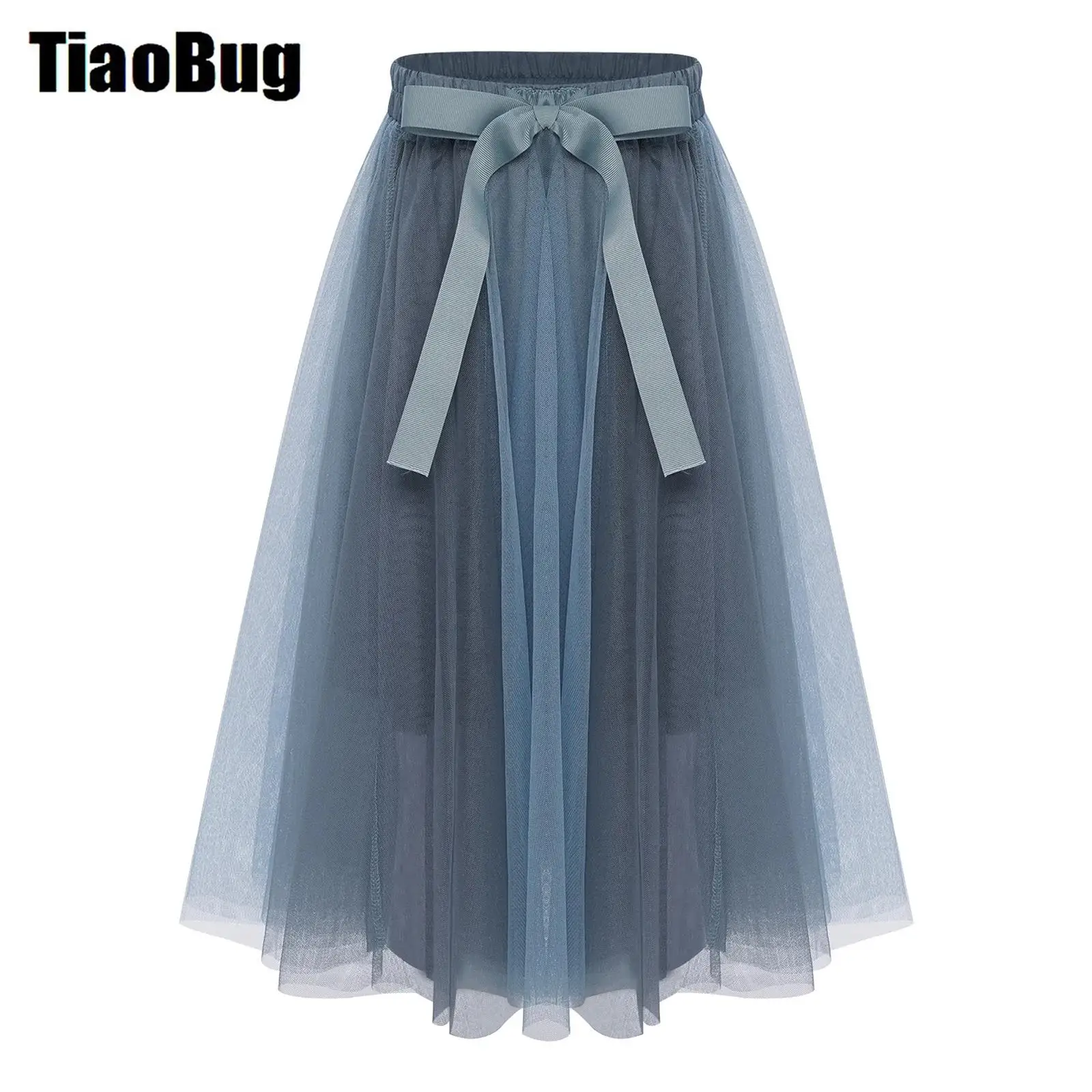

Girls Ballet Dance Tulle Skirt High Waist Bowknot High Waist Color Block A-Line Skirt Wedding Party Holiday Lyrical Dance Skirts