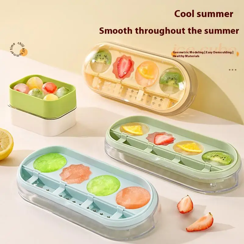 Cute ice cube tray large ice ball mold reusable ice cube mold with lid suitable for home kitchen bar homemade ice ball