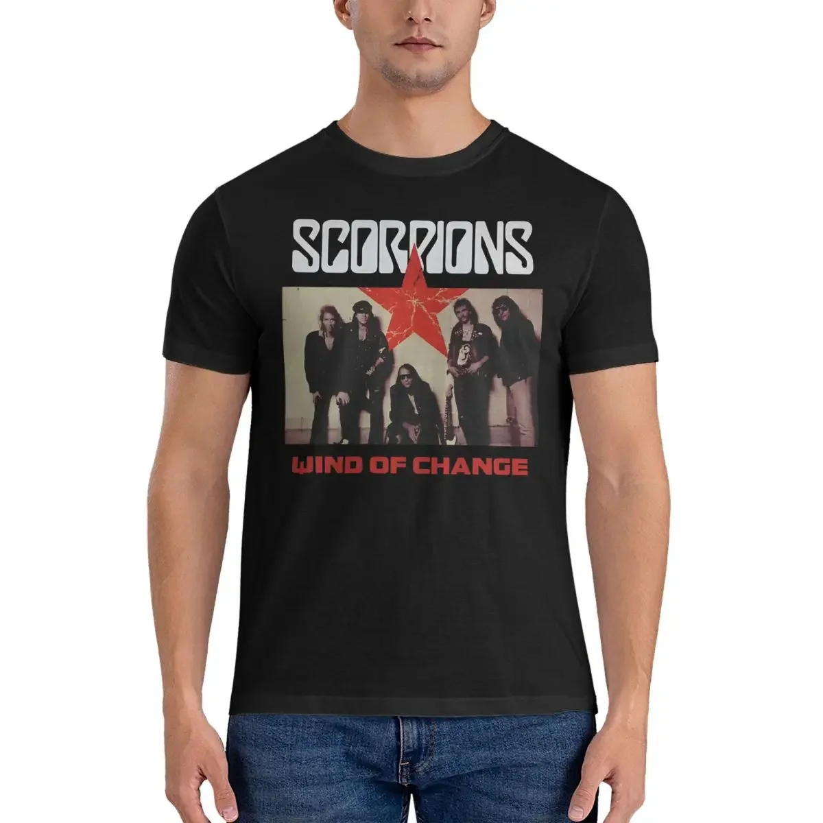 Men T-Shirt Realistic Vintage 100% Cotton Tees Short Sleeve S-Scorpions T Shirt Round Neck Tops Original