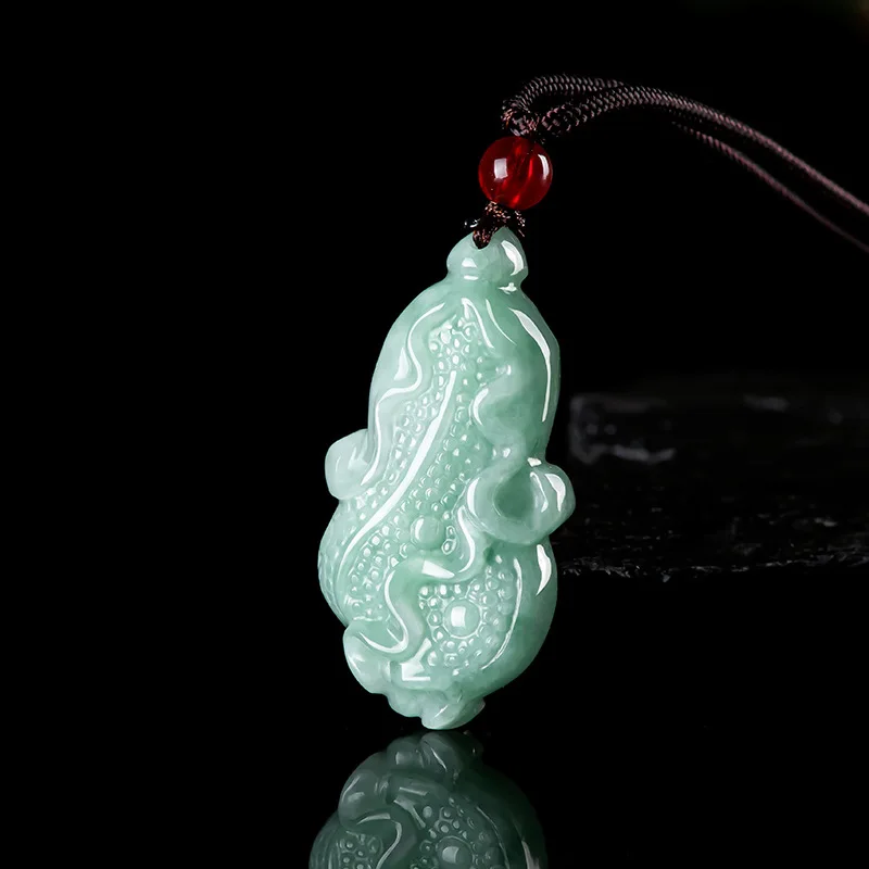 Natural A Cargo Emerald Bean Green Handicraft Cabbage Pendant Fashion Boutique Jewelry Men's and Female Jade Necklace