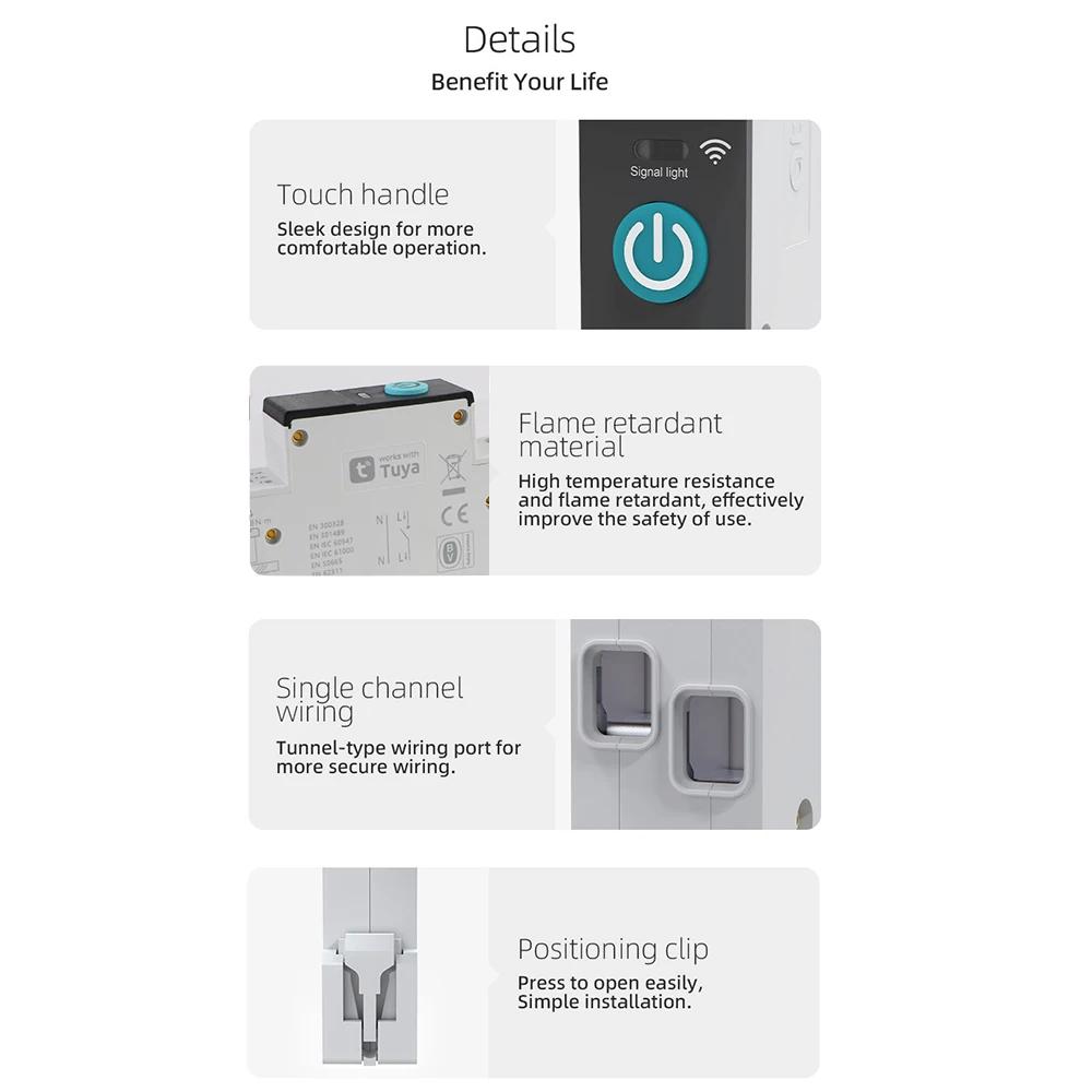 1p suporte casa controle de voz smartlife app temporizador módulo 63a acessórios para casa wifi interruptor disjuntor inteligente