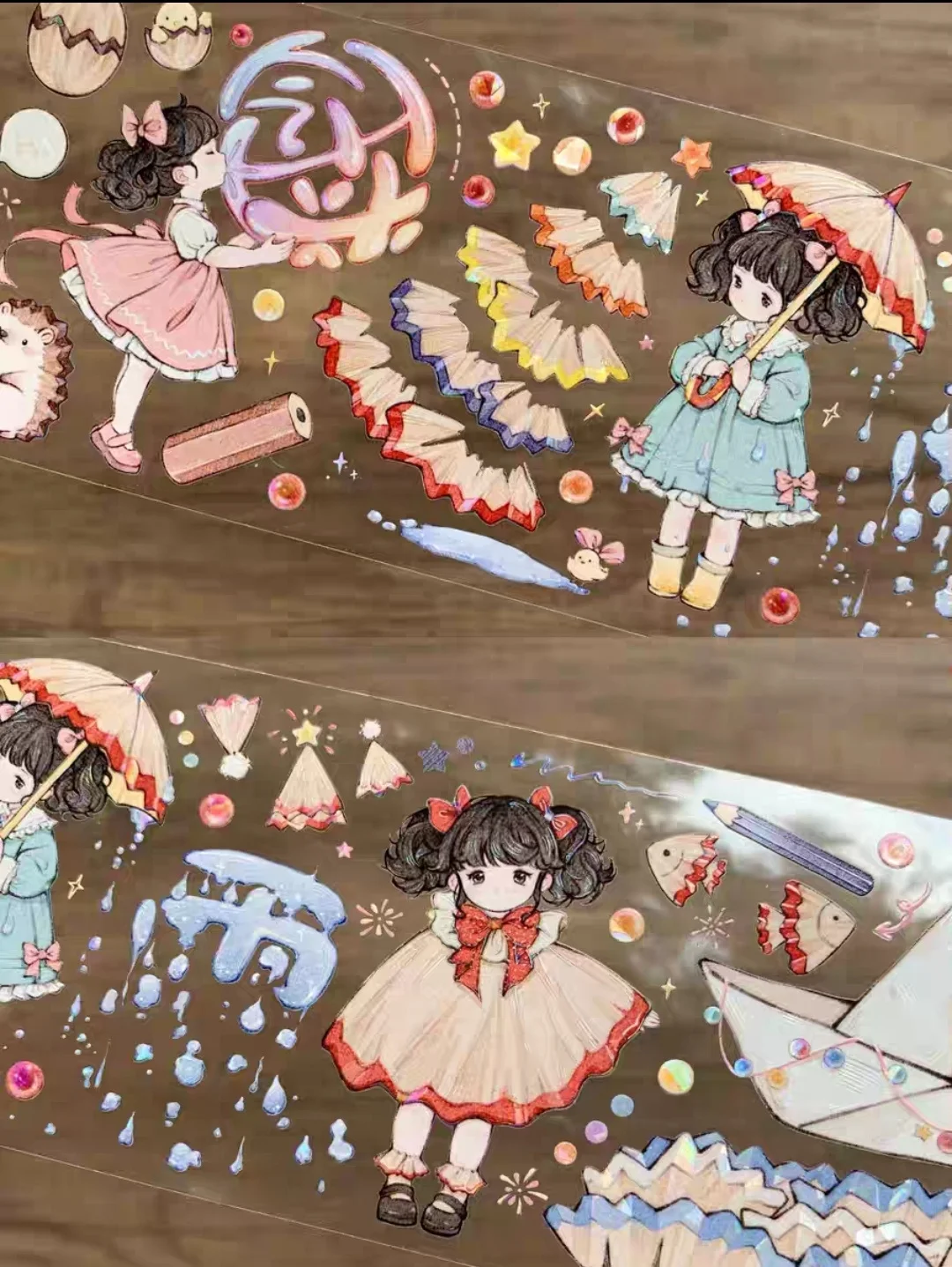 

Pencil Kingdom Lovely Girl Shiny Shell PET Tapes Craft Supplies DIY Scrapbooking Card Making Decorative Plan Sticker