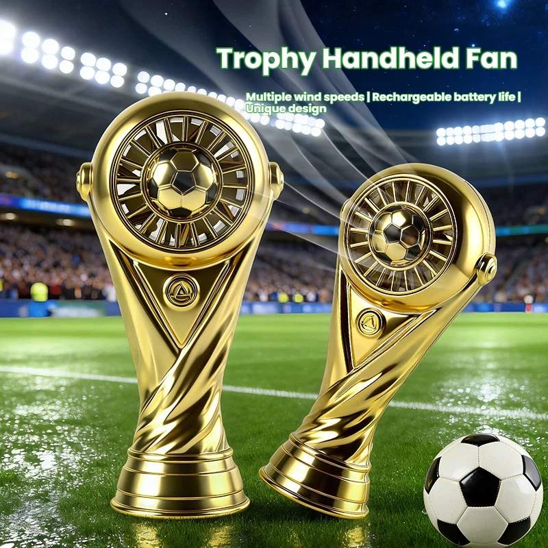 Mini Tragbarer Fußball-Trophäen-Ventilator USB-Aufladbarer Tischventilator für Outdoor-Sportveranstaltungen Handlicher Lüfter