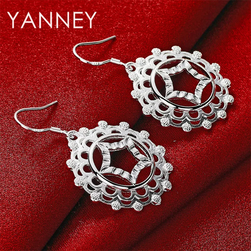 New 925 Sterling Silver Delicate Braided Circle Earrings Women Gift Party Jewelry Wedding Accessories