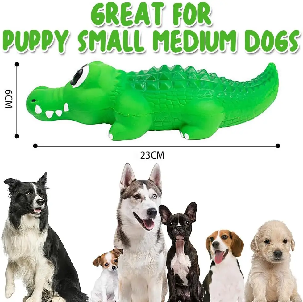 Dog Squeaky Chew Toys Rubber Crocodile Indestructible for Small Large Dogs Puppy Interactive Squeak Durable Toy Pet Accessories