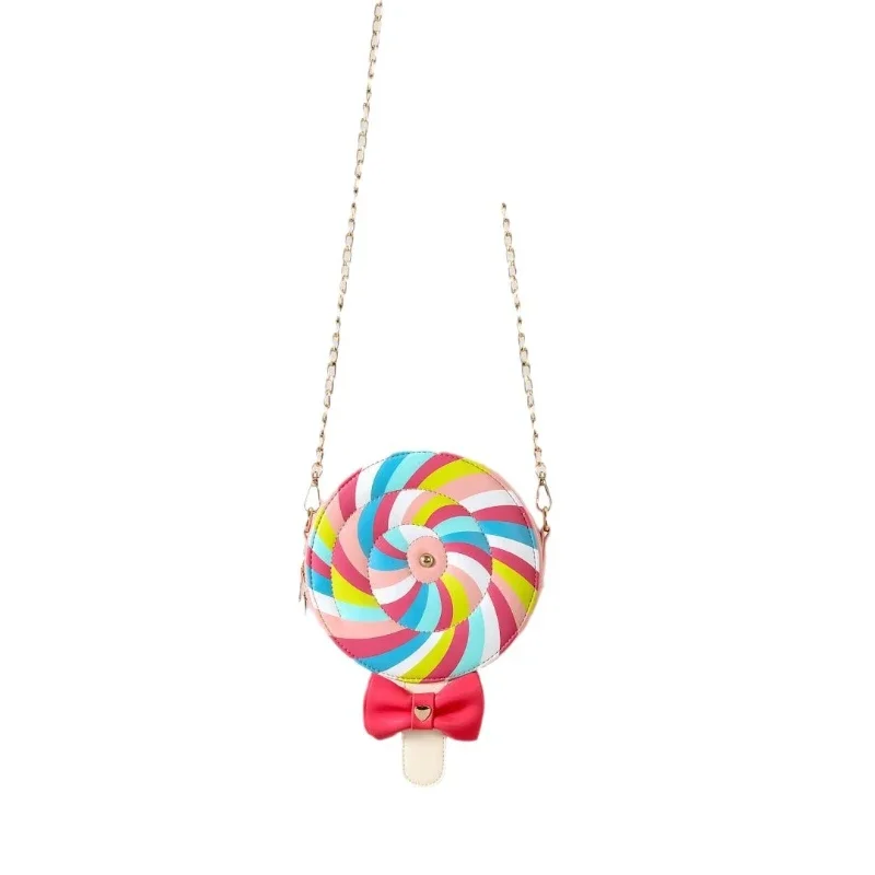 PU Crossbody Bag for Women Creative Unique Rainbow Colored Lollipop Shoulder BAG Design Luxury Chain Handbag Purse Designer Bags