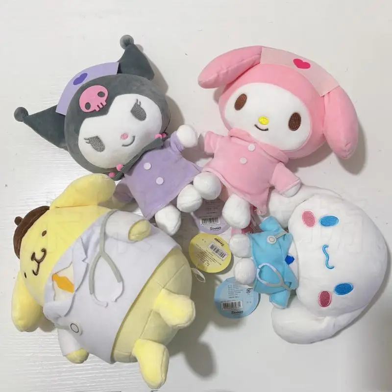 Original Sanrio Doctor Nurse Doll Melody Kuromi Cinnamoroll Pompom Purin Plush Cartoon Kawaii Anime Toys Children Birthday Gifts