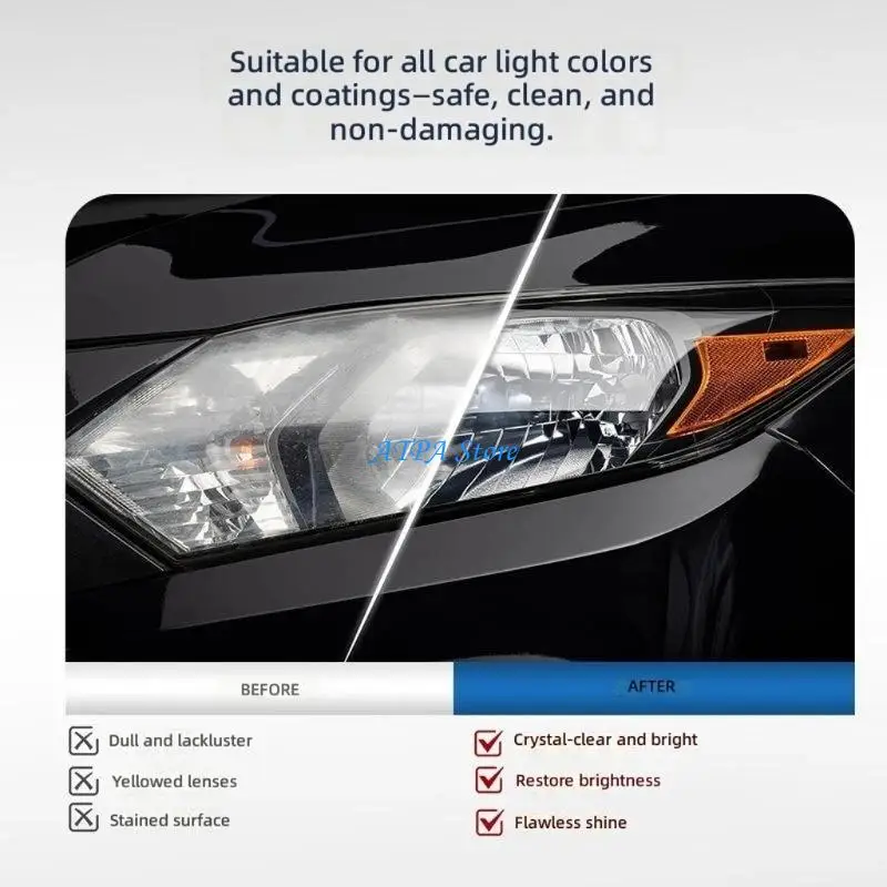 U13C Upgrades Car Headlight Restoration 180 for Hazy Lenses with Applicators