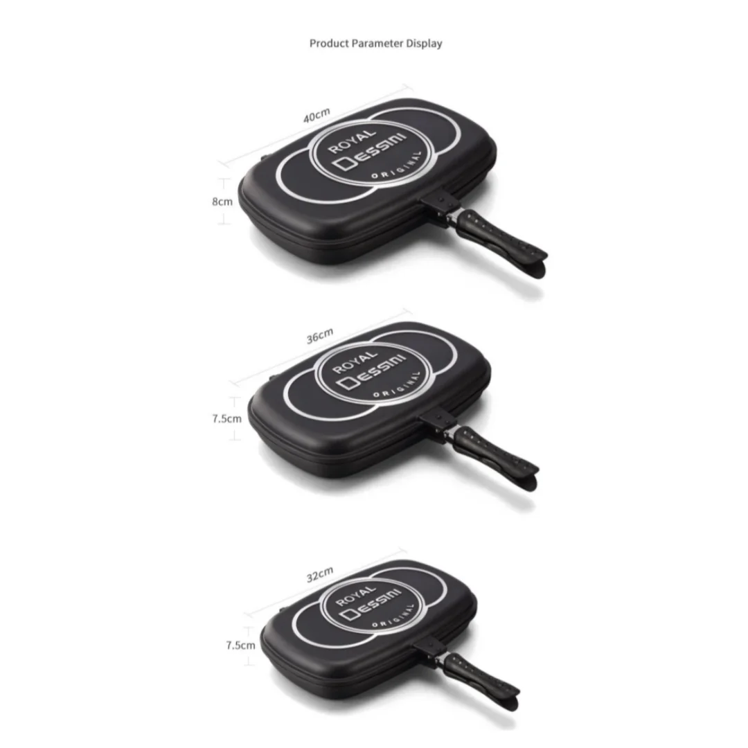 مقلاة GIYOCA على الوجهين، مقلاة شواء 32/36/40 سم، مقلاة شواء للطهي ذات ضغط مزدوج، وعاء شواء محمول للمنزل #2