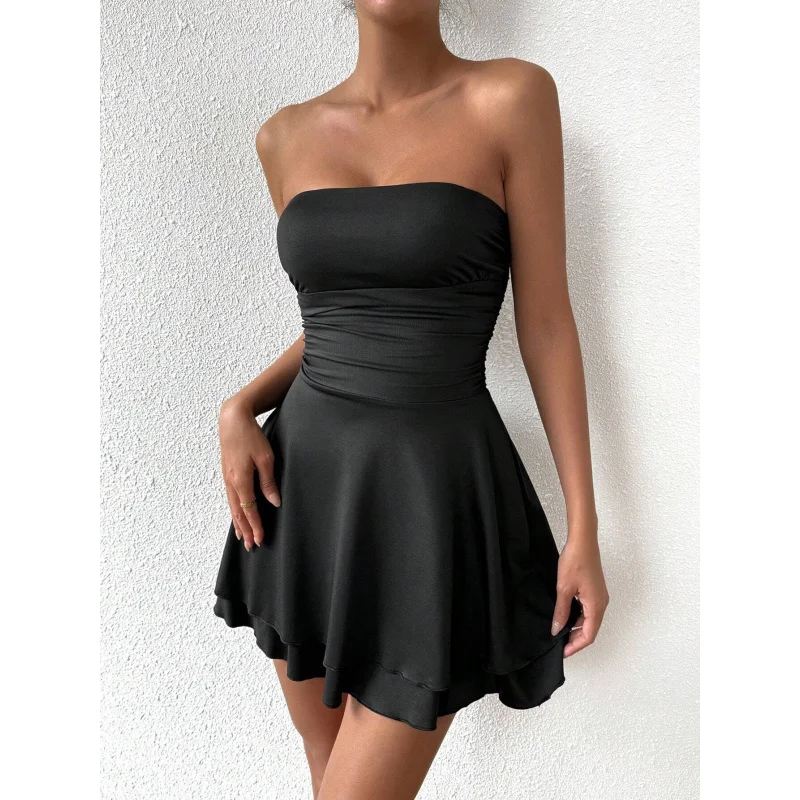 

YQ1-insWomen's ClothingY2KminiFashion Short Skirt Style Sexy Off-Shoulder Slim Fit Tube Top Vest Dress